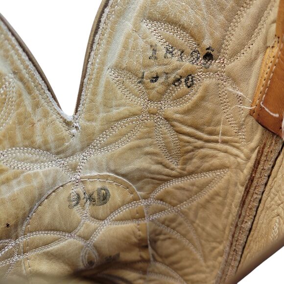 Hondo Men's Yellow Cowboy Boots‎ Size 9.5D Westen Resoled With Rubber Soles - Picture 13 of 16